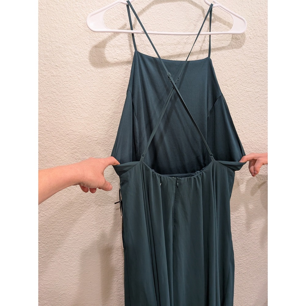 Lulus Mythical Kind of Love Formal Dress XL Dark Green Chiffon Maxi Prom Wedding - Picture 5 of 9